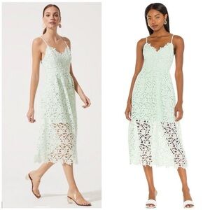 ASTR the Label REVOLVE Light Green A Line lace embroidered Midi Dress small